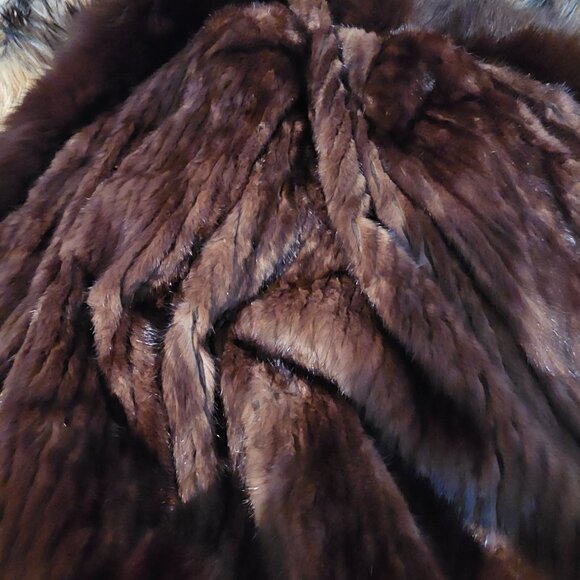 Real Genuine Vintage S Chestnut Mink Matching Dyed Fox Fur Trim Soft Supple - Picture 4 of 9